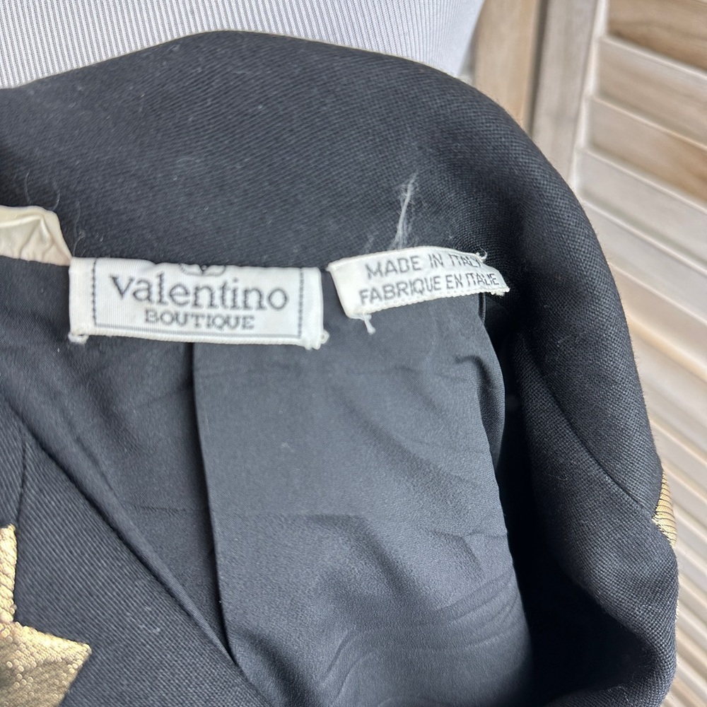 Vintage Valentino Boutique Military Gold Lame Trim Black Blazer Jacket Size 4 - Picture 8 of 9